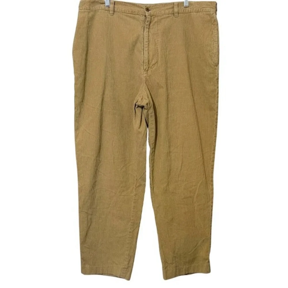 Vintage‎ J. Crew Khaki Corduroy Y2K Relaxed Wide Leg Baggy Pants Mens 40